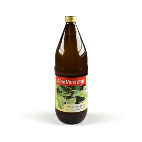 Aloe-Vera-Saft mit BIO-Siegel, 100% Direktsaft, Glasflasche, 6 Flaschen / 6 Liter